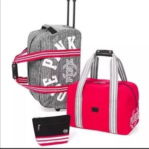 💕PINK Like New Wheelie Carryon (2pc)